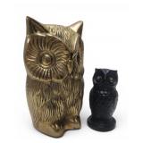 Vtg Owl Figurines Brass & Cast Iron