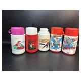 Vintage Lunch Thermos Bottles, Rambo, Superman ,
