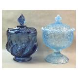 Fenton Salem Blue Paisley Swirl & Daisy and