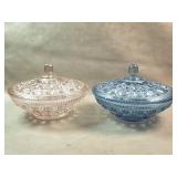 Vintage Indiana Glass covered candy dish Blue &