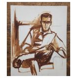 Vtg Unfinished Portrait Painting on Canvas