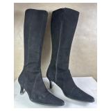 Saks Fifth Avenue Black Suede Tall Shaft Boots