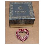 Monet Gold Tone Hart Broach with Box