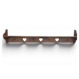 Vtg Pine Coat Hook Shelf W Hearts