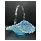 Fenton Blue Opalescent Hobnail Glass Baseket w/