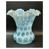 Fenton Light Blue Opalescent Coin Dot Vase w/