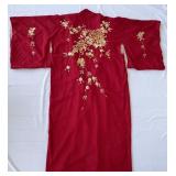Vintage Red Silk Hayashi Kimono w Gold & Silver