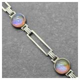 DICHROIC GLASS SET IN STERLING SILVER BRACELET