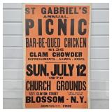 Retro 1970 St. Gabriel's Annual Picnic Poster