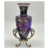 Fenton Art Glass Royal Purple Amphora Vase 1995
