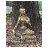 Large Vintage Brass Tibetan Styled Buddha Statue