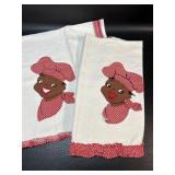 Pair Black Americana Tea Towels Appliquï¿½