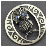 NATIVE AMERICAN STYLE  OWL BLUE GLASS EYE BOLO