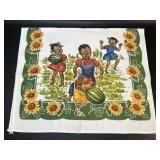 Black Americana Tea Towel Children w/ Produce &