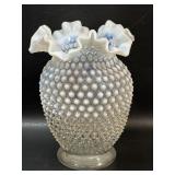 Vintage Fenton White Opalescent Hobnail Vase