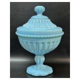 Antique Blue Milk Glass Portieux Vallerysthal
