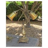 Antique Double Arm Art Nouveau Lamp Quezal Globes