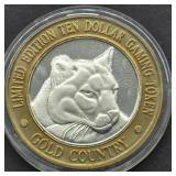 GOLD COUNTRY SILVER GAMING TOKEN LION