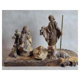 Vtg Hand-Carved Olive Wood ? Nativity Scene