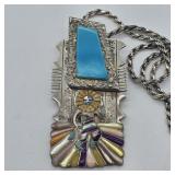 STERLING SILVER KACHINA TURQUOISE & MULTI GEM