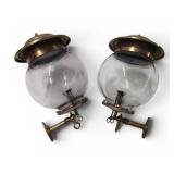 Antique Pr Brass Acetylene Gas Lamps Excellent