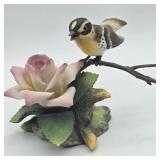 ANDREA BY SADAK ROSE & WARBLER BIRD FIGURE
