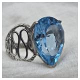 SZ. 8.25,  925 SILVER BLUE SKY TOPAZ STONE RING