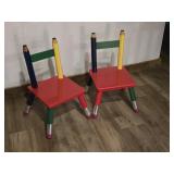 Pair of Child's Pencil Themed Chairs