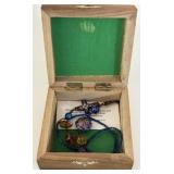 Cloisonnï¿½ & Bead Marker in Olive Wood Box