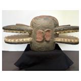 African Fire Spitter Mask Two Faces, Carved Wood