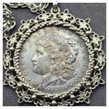 1889 MORGAN SILVER DOLLAR PENDANT & CHAIN