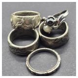 5- STERLING SILVER RINGS VARIOUS SIZES