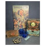 Diamond Dyes Repro Sign, Cigar Box , Jack Daniels