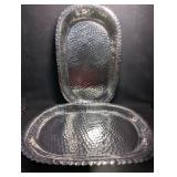 2 Pc Large Hammered Metal Scalloped Edge Serving
