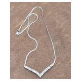 14kt White Gold & Diamond Chevron Necklace