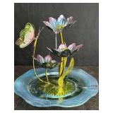 METAL ART BUTTERFLY & FLOWERS WATER FOUNTAIN IN