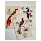 Trio of Antique Mexican Postcards Hand Painted w/