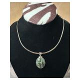 .926 Silver Collar w/ Kamba Jasper (?) Pendant