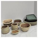 JAPANESE BONSAI TREE POTS & DRIP PANS CERAMIC
