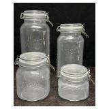 MASON GLASS CRAFT & STORAGE JAR SET OF 4 SNAP