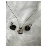 .925 Silver Necklace & Earrings - Hearts