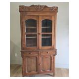 Antique Chesnut Kitchen Cupboard w/ Applique