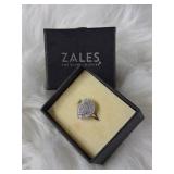 Zales Sterling Silver White Sapphire Pear Ring