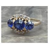 14k Yellow Gold & Blue Sapphire Ring 2.94g