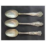 3 Sterling Silver Kansas Souvenir Spoons ,