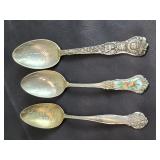 Three Sterling Silver Souvenir Spoons