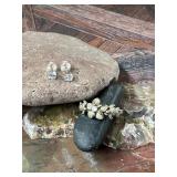 .925 Silver Stud Earrings & Flower Ring