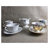 Queen Anne Blue Floral Teacup & Saucer Rosina