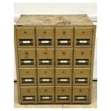 16 POST OFFICE BOXES IN METAL CABINET UNIT WITH