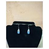 .925 Dangle Earrings w/ Glass Bead Bracelet